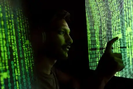 Digital code on a screen symbolizing cybersecurity