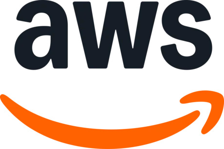 Amazon Web Services AWS logo with its orange smile arrow
