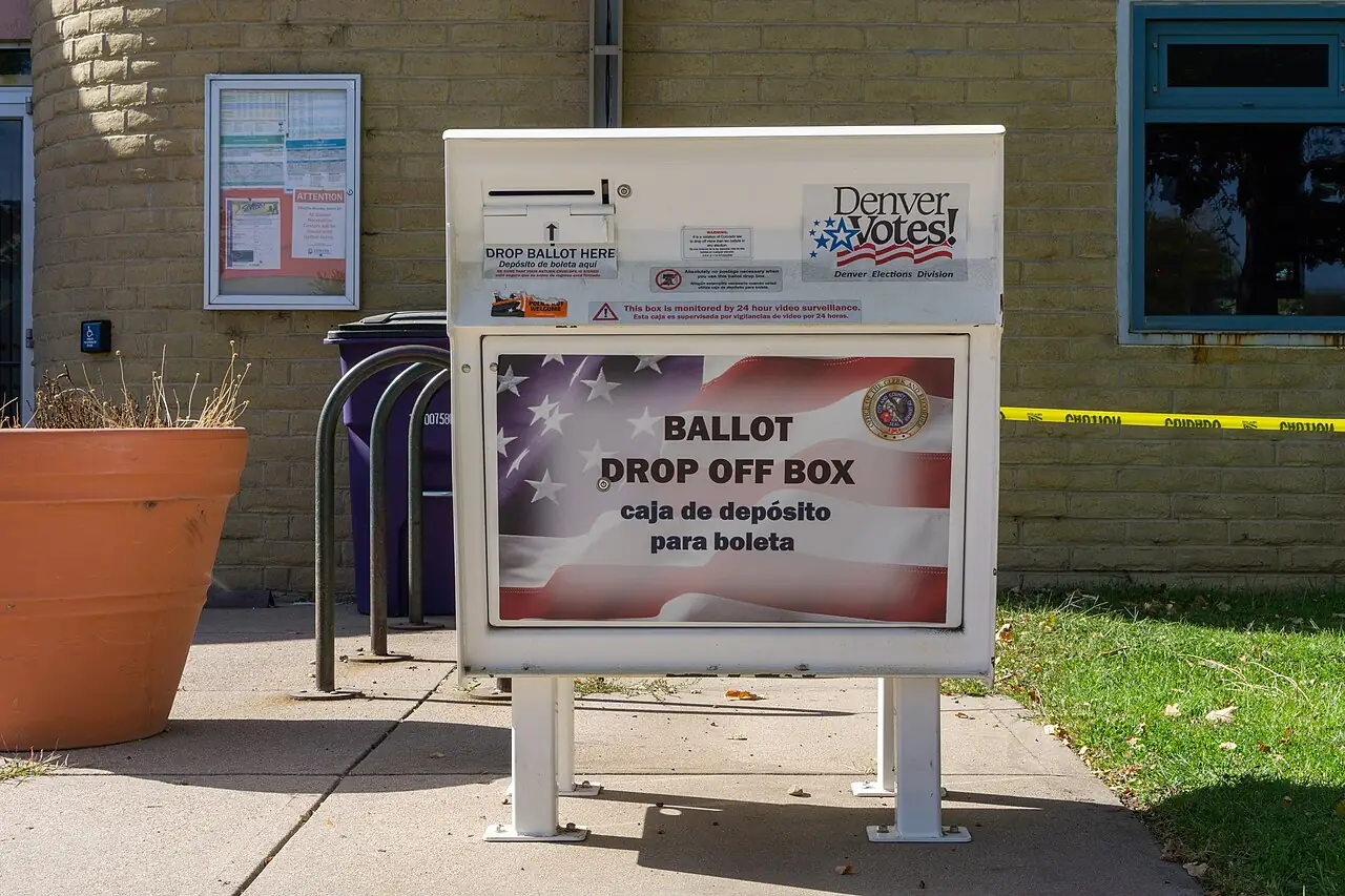 Illustrative archive photograph of a ballot drop box in Denver, Colorado, October 14, 2020.