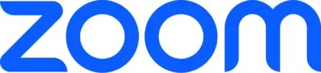 Zoom company logo in blue on white.